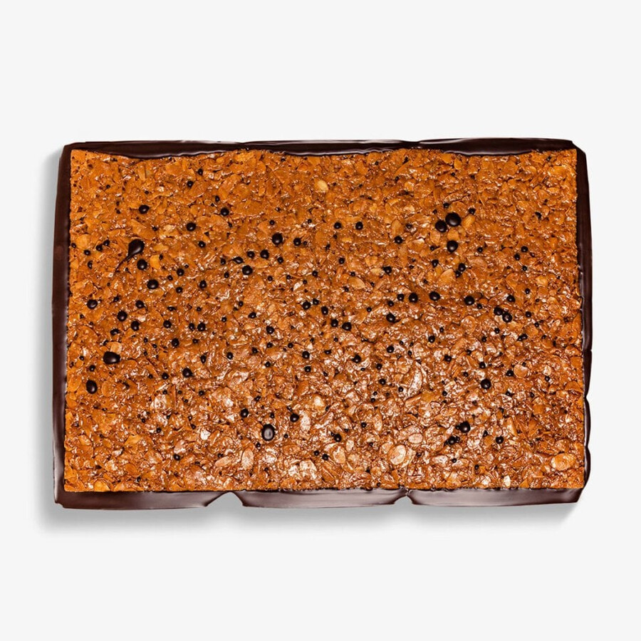 frischschoggi florentine dark genießen sie ein süß-cremiges und knuspriges geschmackserlebnis mit mandel-florentiner und reichhaltiger zartbitterschokolade.