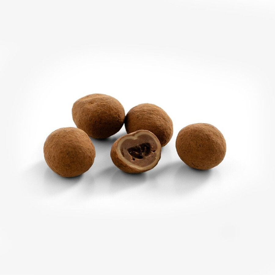schokoladenperlen-kaffee geröstete kaffeebohnen umhüllt von mandel-gianduja und heller schokolade.