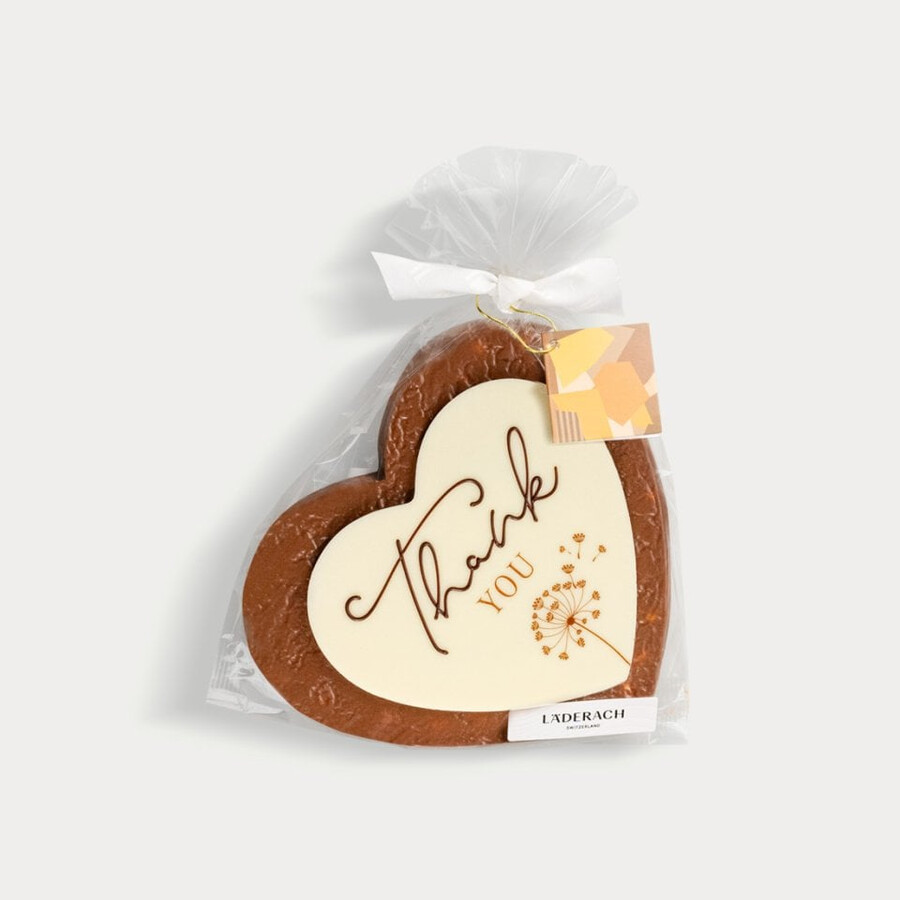 grußkarte „danke – ein köstliches geschenk aus schweizer milchschokolade mit gerösteten haselnüssen
