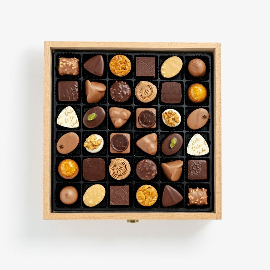 pralinenauswahl 36 stück – exquisite milchschokoladen-auswahl